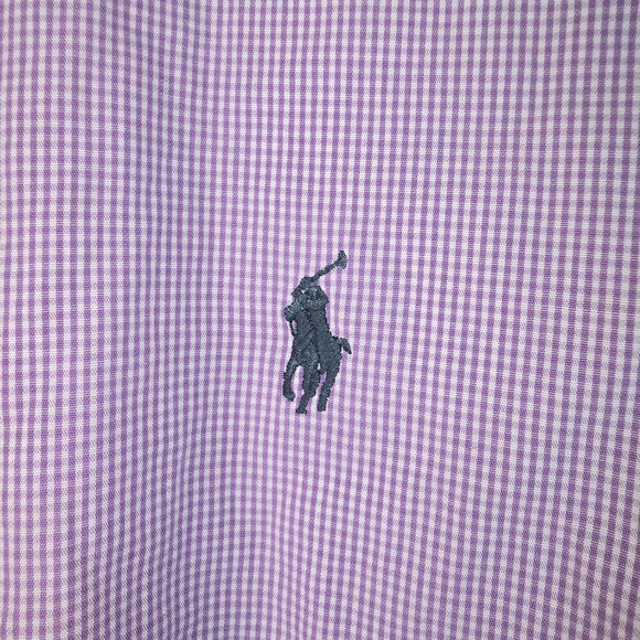 RALPH LAUREN YARMOUTH MENS LONG SLEEVE BUTTON DOWN PURPLE WHITE CHECKED 15 1/2 - Picture 5 of 5